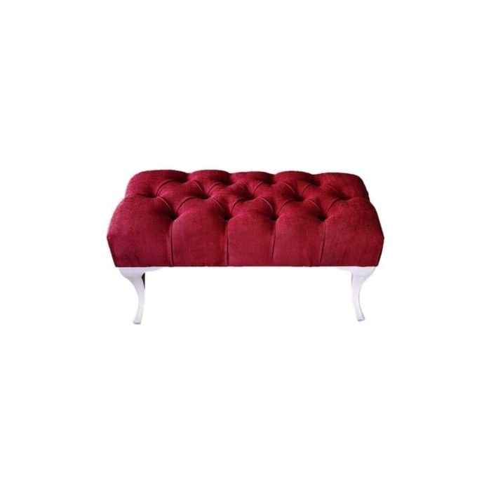 Bordo Renk Bank Bench, Kapitoneli Dekoratif Puf, Ayak Ucu Puf, Kapı Önü Puf, Mutfak Puf