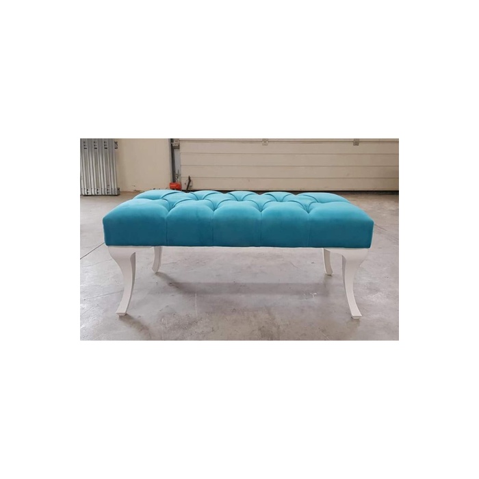Puf Ayak Ucu Kapitoneli Kapı Önü Antre Bench Puf TURKUAZ