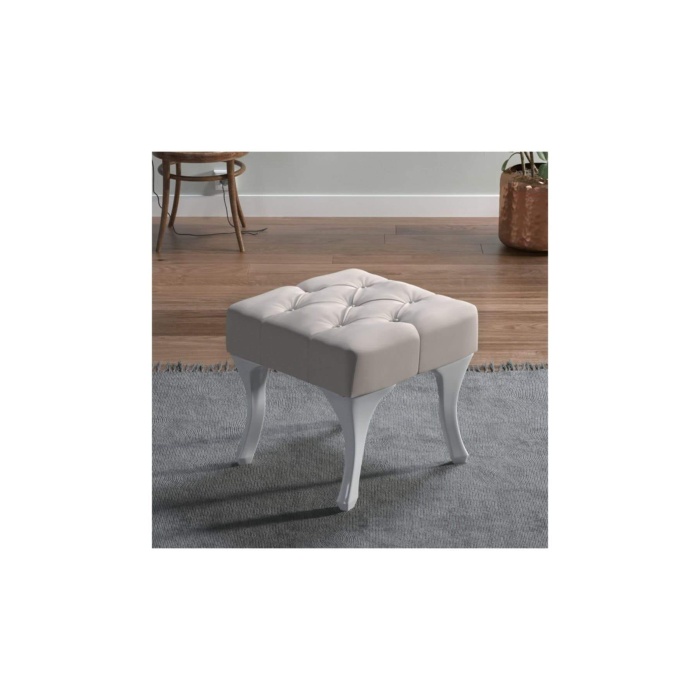 Vinda Kapitoneli Kapıönü Ayak Ucu Bench Puf 45 Cm Krem