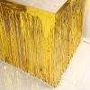 Püsküllü Işıltılı Metalize Altın Renk Masa Eteği 75 cm x 4 m