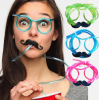Pipetli Parti Gözlüğü - Çocuk ve Yetişkin Bıyıklı Pipet Gözlük Kırmızı Renk 18x14 cm