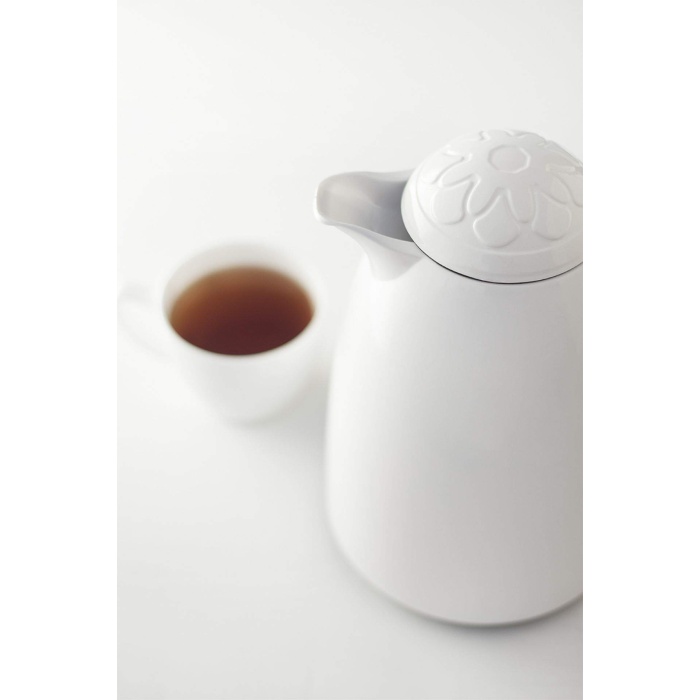 1 LT Isı Yalıtımlı Çay Ve Soğuk Su Termosu Beyaz (12 Saat Sıcak Tutar& İçi Camdır)