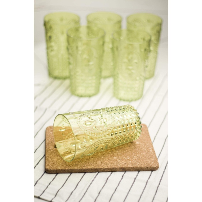 Akrilik Yeşil 6 Lı Uzun Bardak & Su Meşrubat Bardağı 750 ml ( Büyük Boy & Cam Değildir )