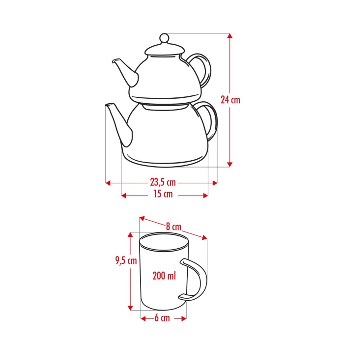 Cam Çaydanlık Ve Cam Kupa Seti Cam Bardak Çay Kahve Takımı (9 parça)