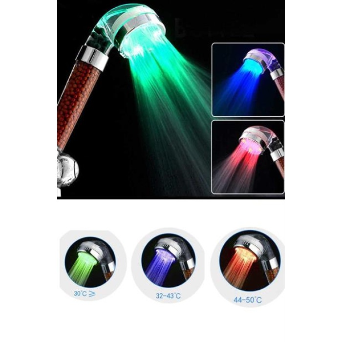 BUFFER® Renk Değiştiren Led Işıklı Su Tasarruflu Basınçlı Duş Başlığı