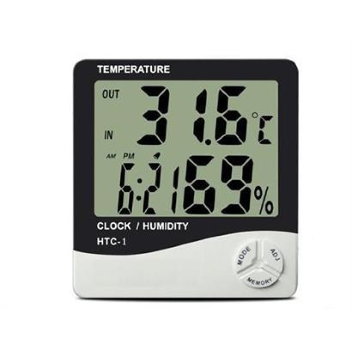 BUFFER® Bebek Odası Masaüstü Dijital Termometre Nem Ölçer Higrometre Saat