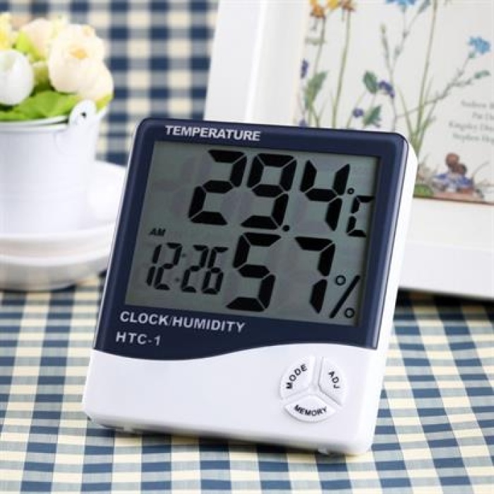 BUFFER® Bebek Odası Masaüstü Dijital Termometre Nem Ölçer Higrometre Saat