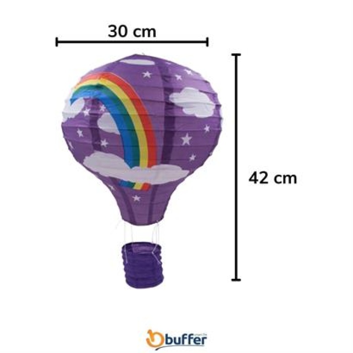 BUFFER® Dekoratif Renkli Kağıt Dilek Feneri Balonu Renkli Uçan Balon
