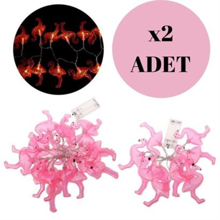 BUFFER® 10lu Pilli Led Flamingo Dekoratif Işık Zinciri Aydınlatma 1,5 Mt