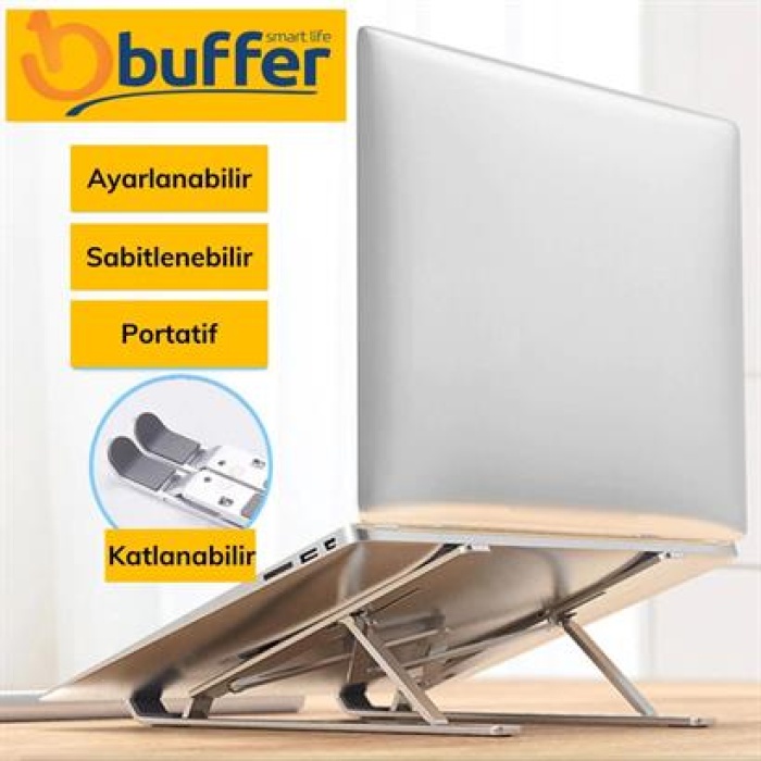 BUFFER® Ayarlanabilir Dizüstü Destek Tabanı Tamamen Katlanabilir Taşınabilir Laptop Yükseltici