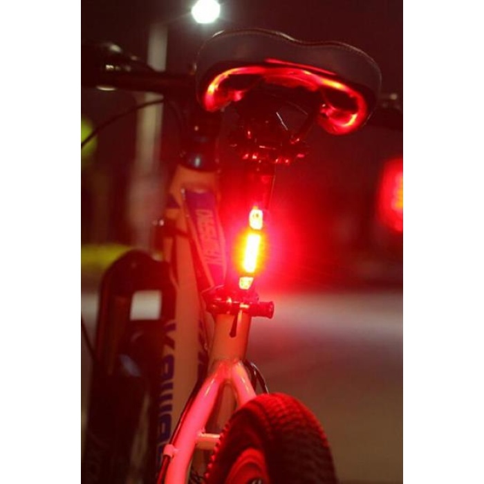 BUFFER® Usb Şarj Edilebilir Parlak Bisiklet Led Lamba Su Geçirmez Güvenlik Uyarı Arka Lamba Işığı