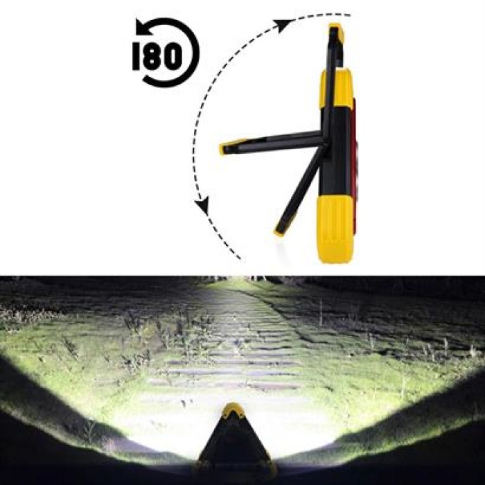 BUFFER® Işıklı İkaz Lambası Şarjlı USB Kablolu Güneş Enerjili Çok Amaçlı Reflektör