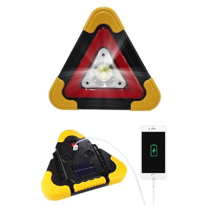 BUFFER® Işıklı İkaz Lambası Şarjlı USB Kablolu Güneş Enerjili Çok Amaçlı Reflektör