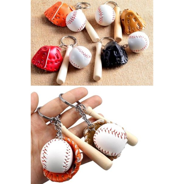 BUFFER® Gerçekçi Beyzbol Tasarımlı Şık Anahtarlık Kolye Çanta Süsü Baseball Keychain