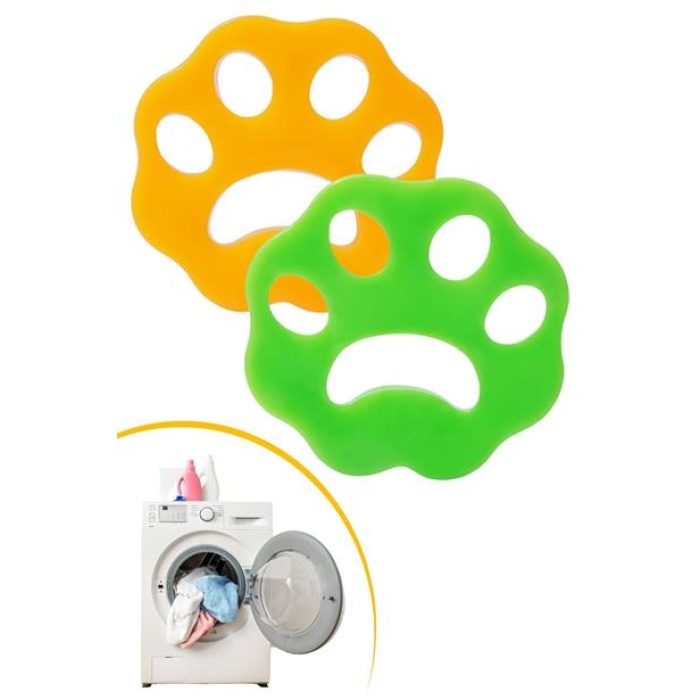 BUFFER® 2 Adet Evcil Hayvanlar ve Çamaşır Makinesi İçin Pati Şekilli Renkli Tüy Temizleme Aparatı