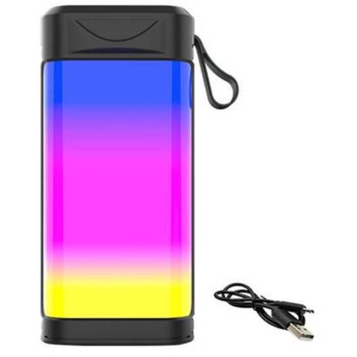BUFFER® Usb Şarjlı Renkli LED Işıklı 1200 mAh 5W Portatif Müzik Sistemli Mini El Tipi Hoparlör