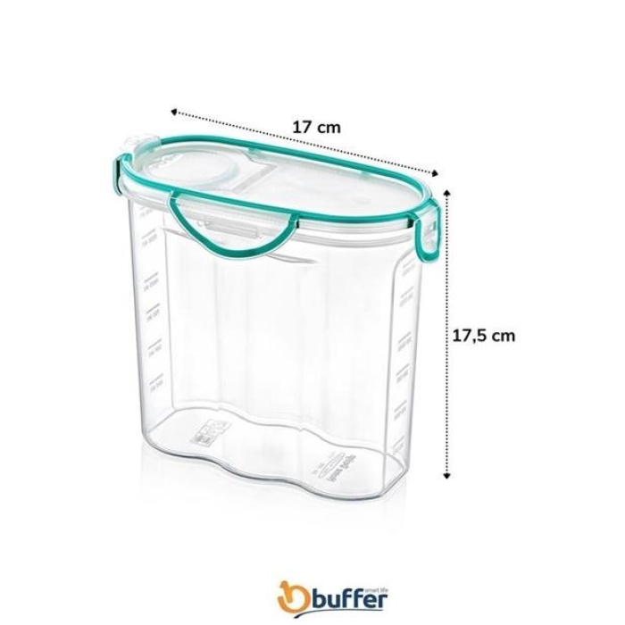 BUFFER® Kilitli Kapaklı Contalı Hava,Su Sıvı Geçirmez 1,7 Litre Erzak Saklama Kabı-SA585