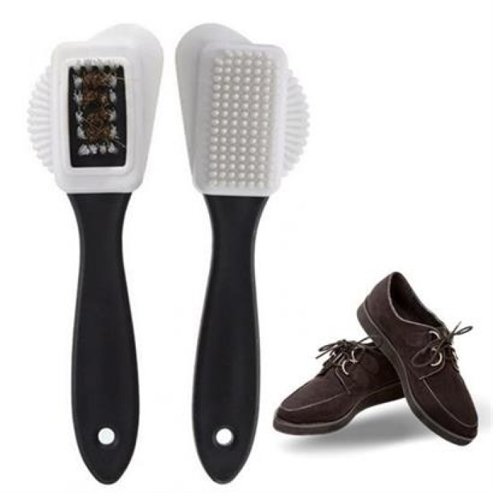 BUFFER® Çift Taraflı Pratik Taşınabilir Süet Nubuk Deri Çizme Bot Ayakkabı Temizleme Bakım Fırçası