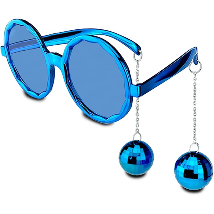 Mavi Renk Disko Toplu Küpeli Parlak Yılbaşı Parti Gözlüğü