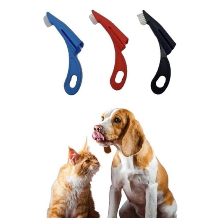 BUFFER®  Kedi ve Köpek Parmak Geçmeli Diş Bakım Fırçası Evcil Hayvan Diş Tartar Plak Temizleme