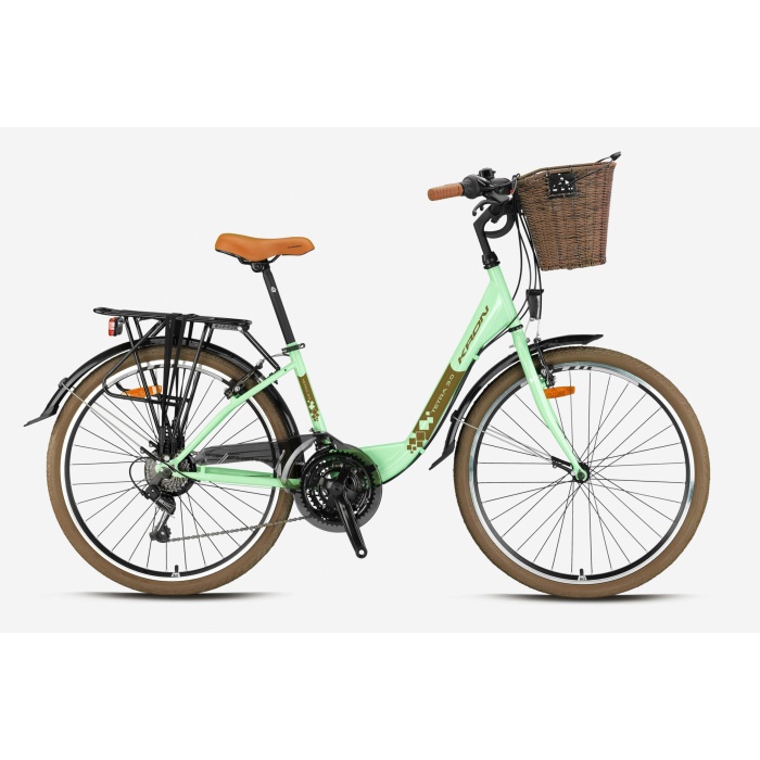 Kron Tetra 3.0 26 Jant 15 Kadro 21 Vites V Fren Mint yeşili-Kahverengi/Bej şehir bisikleti