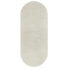 Yıkanabilir Oval Comfort Puffy Overloklu Peluş Yolluk Ekru