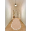 Yıkanabilir Oval Comfort Puffy Ponpon Saçaklı Peluş Yolluk Kahverengi Vizon Renk