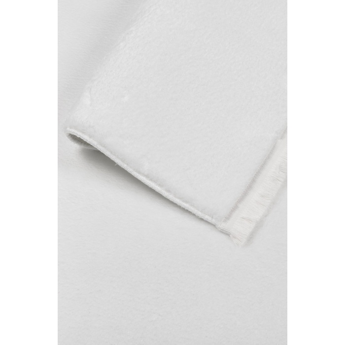 Valery Home Comfort Puffy Düz Saçaklı  Peluş Halı Beyaz