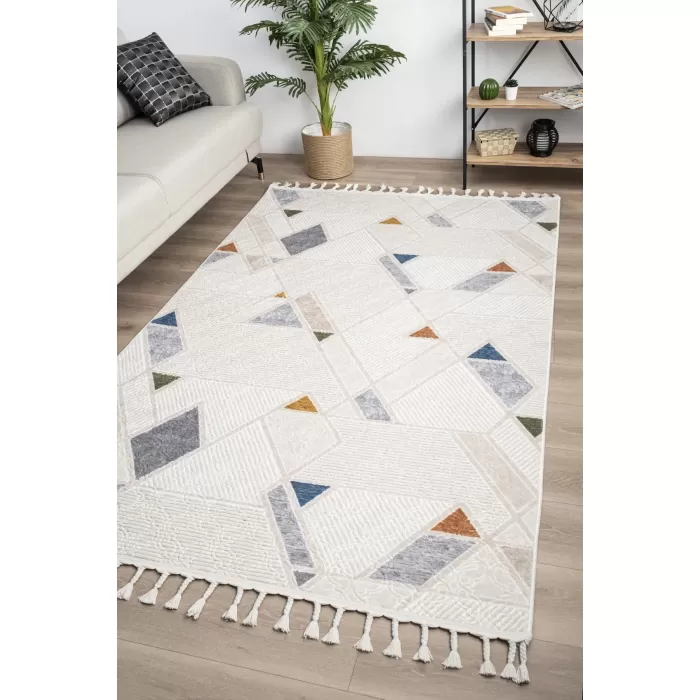 Brendon İskandinav Tasarım Halı Premium Kalite Oturma Odası, Mutfak, Antre, Koridor Halısı  Krem 8005
