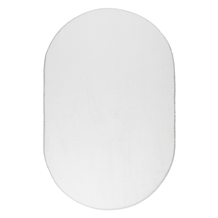 Valery Home Oval Comfort Puffy Overloklu Peluş Halı Beyaz