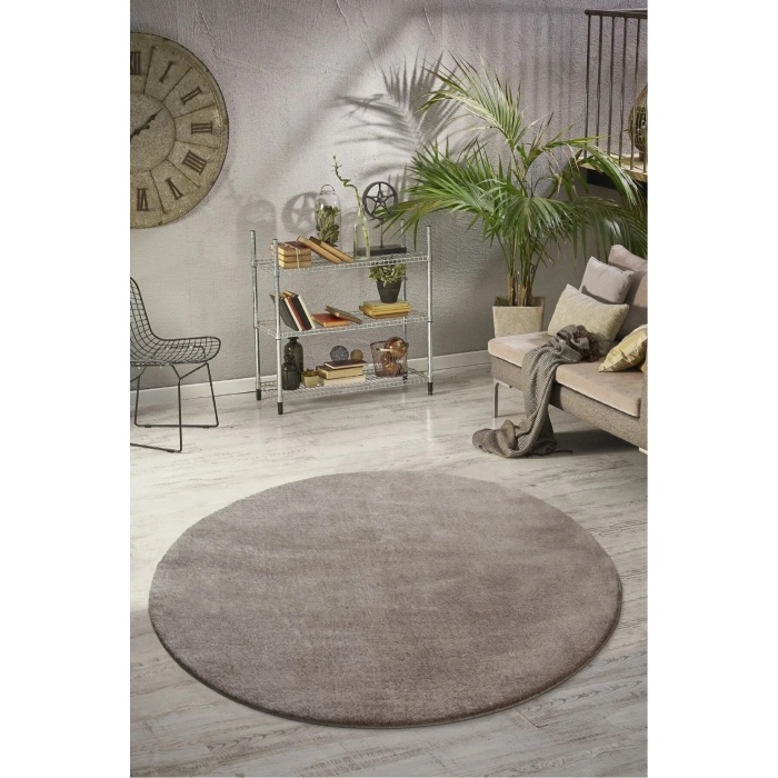 Valery Home Yuvarlak Comfort Puffy Peluş Halı Kahverengi