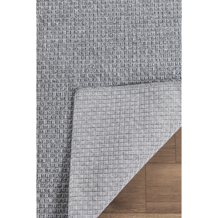 Natura Premium Kalite Kaymaz Tabanlı Doğal Yıkanabilir Kilim Oturma Odası Balkon Bahçe Mutfak Kilim BK102-A.Gri