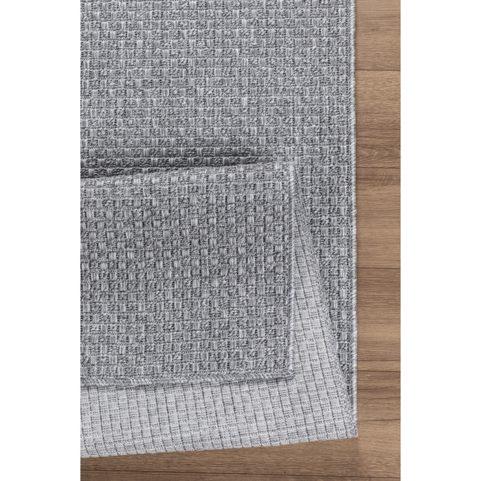 Natura Premium Kalite Kaymaz Tabanlı Doğal Yıkanabilir Kilim Oturma Odası Balkon Bahçe Mutfak Kilim BK102-A.Gri