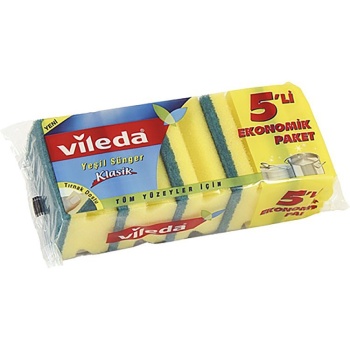 VİLEDA BULAŞIK SÜNGERİ YEŞİL OLUKLU 5 Lİ