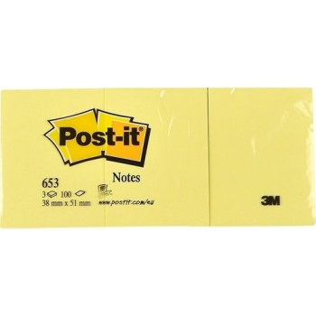 POST-IT YAPIŞKANLI NOT K. SARI 38X51MM 653 12 Lİ