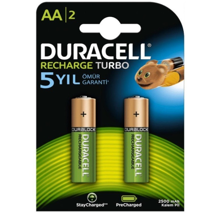 DURACELL PİL ŞARJLI AA KALEM 2 Lİ 2500 MAH