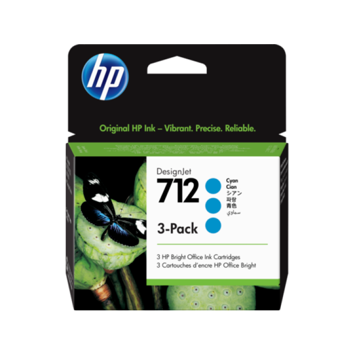 HP 712 3LÜ PAKET 29 ML CAMGÖBEĞİ DESİGNJET MÜREKKEP KARTUŞU