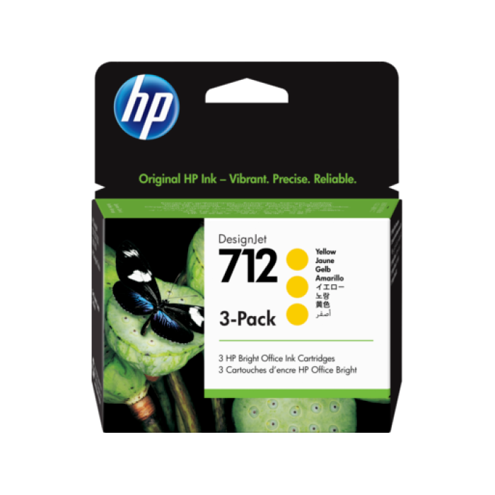 HP 712 3LÜ PAKET 29 ML SARI DESİGNJET MÜREKKEP KARTUŞU