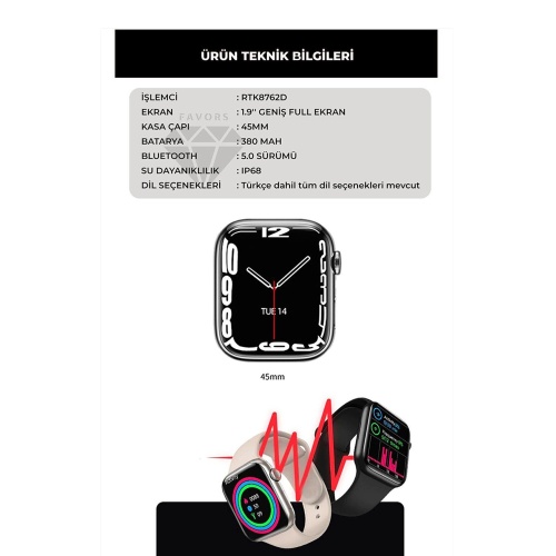 Mosti Mi Akıllı Saat Suya Dayanıklı DT8 Ultra - Siyah