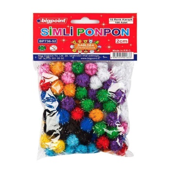 Bigpoint Ponpon Simli 2 cm 10 Renk / 100lü Poşet