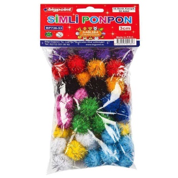 Bigpoint Ponpon Simli 3 cm 10 Renk / 50li Poşet