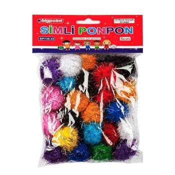 Bigpoint Ponpon Simli 5 cm 10 Renk / 25li Poşet