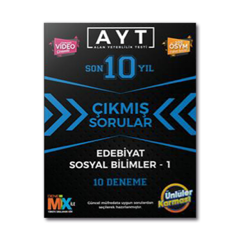 AYT Edebiyat Sosyal Bilimler-1 Son 10 Yıl Çıkmış Sorular 10 Deneme Ünlüler Karması