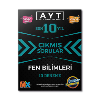 AYT Fen Bilimleri Çıkmış Sorular Tıpkı Basım 10 Deneme Ünlüler Karması