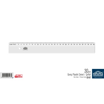 HATAS GENİŞ PLASTİK CETVEL ŞEFFAF 30 CM
