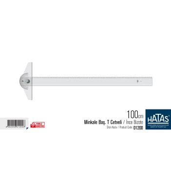 HATAS MİNKALE BAŞ.T CETVELİ (İNCE BİZOTE) 100 CM (TAKSİMATLI)