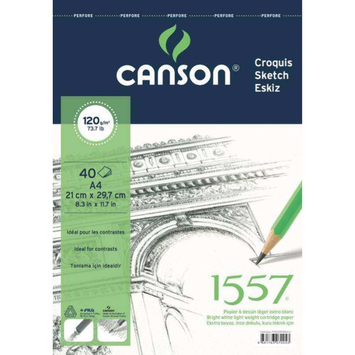 CANSON 1557 RESİM ÇİZİM BLOK A4 120GR 40YP