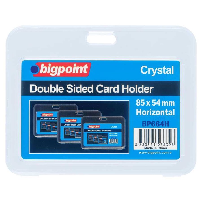 Bigpoint Çift Taraflı Kart Kabı Kristal Yatay Şeffaf 85x54mm