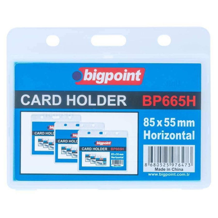 Bigpoint Çift Taraflı PP Kart Kabı Yatay Şeffaf 85x55mm