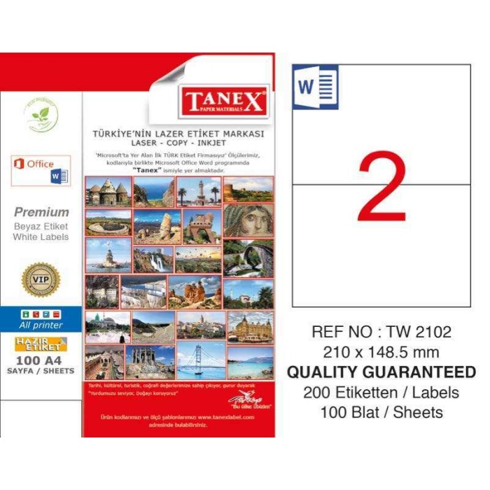 TANEX LAZER ETİKET (210x148.5) (100LÜ)